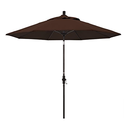 California Umbrella GSCUF908117-5432 9′ Round Aluminum Pole Fiberglass Rib Market Patio Umbrella, 9-Foot, Bay Brown