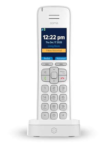 Ooma HD3 Handset white cordless phone with caller-ID and HD voice quality. Works only with Ooma Telo VoIP Internet home phone service.