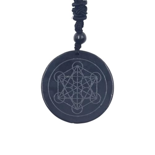UNGUGU Collier D'énergie en Pierre De Shungite Metatron Cube,Collier Metatron Cube for Hommes Et Femmes,Noir