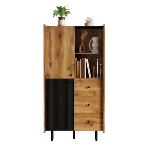 Table basse moderne noire et bois avec charnières amortissantes silencieuses