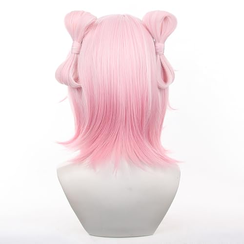 Image of Anime Pink Wigs with Bangs Long Straight Wig Pre-Made Bow March 7th Adult Game Cosplay Wigs Halloween,Christmas,Comic con,Game Show,Party