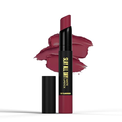Image of Hilary Rhoda Slay All Day Matte Lipstick | Transfer-proof & Smudge-proof | Long-Lasting & Premium Creamy Lipstick | Waterproof & Vibrant Colour lipstick | 2.6g (Flamingo - Shade 08)