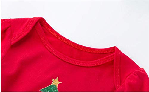 DIVISTAR Baby Meisje Kerst Jurk Peuter Outfits Lange Mouw Leuke Patroon + Hoofdband Stocking Schoenen Kleding - Afbeelding 5