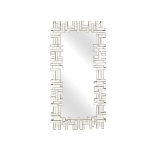 Romimex Specchio da parete in polistirene argentato, 56 x 120 x 4 cm
