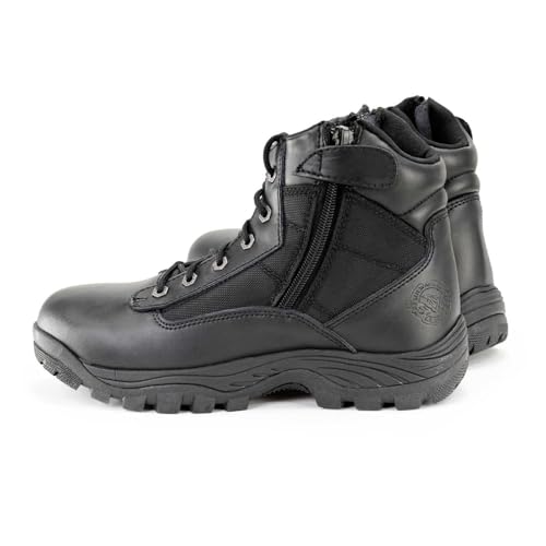 Milwaukee Leather Men's 6-inch Black Leather Swat Style-Tactical Lace-Up Biker Boots w/Side Zippers MBM9011-10.04