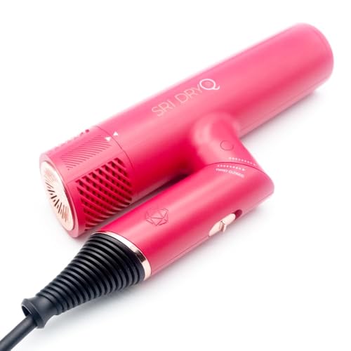 DryQ Smart Hair Dryer from SRILabs | Infrared and Ionic Technology - Lightweight + Foldable - Powerful + Quiet - 3 Magnetic Attachments - Heat Control with Locking Switch - Limited Edition (Magenta)