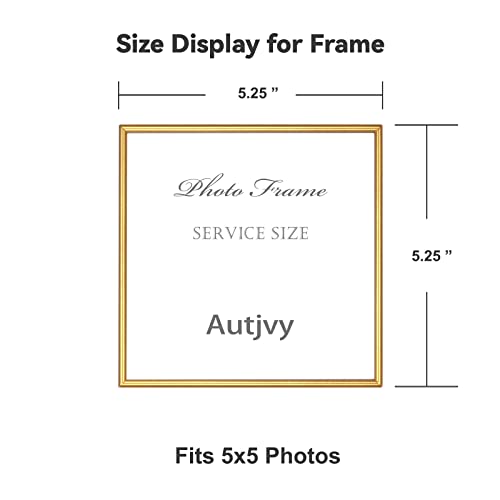 Autjvy 5X5 Picture Frame Matte Gold Modern Simple Thin Aluminum Metal Photo Frame With Hd Real Glass, Display For Tabletop And Wall Collage. (2 Pack) #TOP1