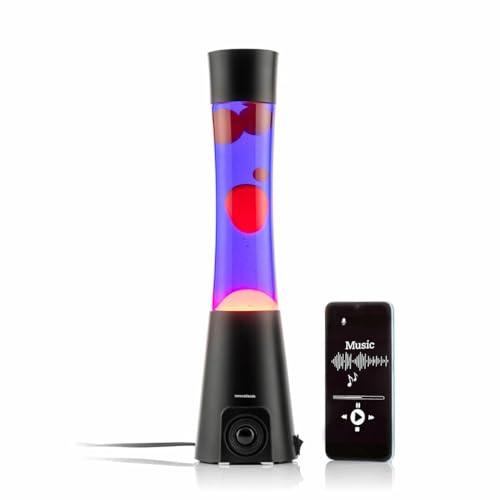 InnovaGoods® Lampara de Lava con Altavoz, Lámpara de Lava estilo retro, Lamparas de mesita de noche, Funciona con una bombilla E14-R39. Incluye Bombilla de repuesto. Ideal para habitación, Salón.
