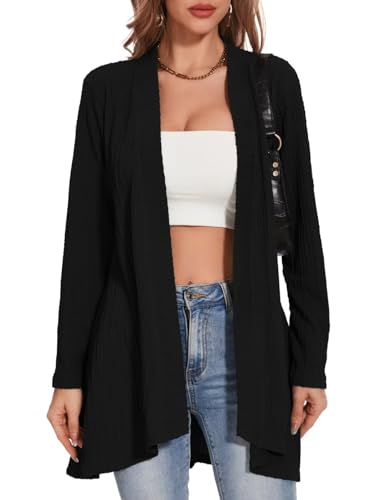 MONNURO Plus Size Women's Lightweight Open Front Cardigan Sweaters with High-Low Hem