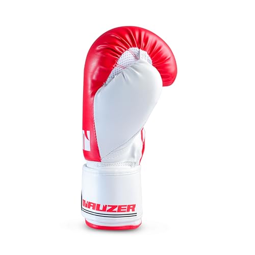 Image of MAUZER Tribal Shadow Fighter Boxing Gloves Training and Sparring Gloves with EIA Foam Padding Ventilated Palm Secure Thumb Lock Fit Velcro Wrist Support (Red, 14 Oz)