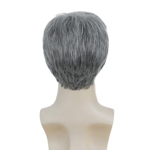 Image of Swiking Grey Wigs for Men Short Gray Soft Natural Synthetic Hair Wigs Halloween Daily Costume Male Wigs