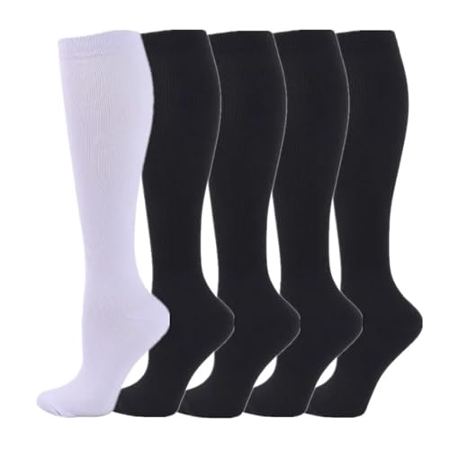 Calcetines compresión para hombre 5 pares de calcetines de compresión for hombre, calcetines deportivos for correr, hasta la rodilla, 20-30 mmHg, calcetines de compresión médicos for venas varicosas y