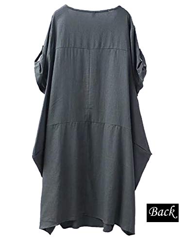 FTCayanz Women's Casual Tunic Dress Short Sleeve Plus Size Midi Dresses with Pockets2