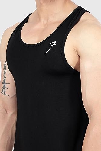 Image of FUAARK Surge Slim Fit Solid Gym Tank Tops for Men