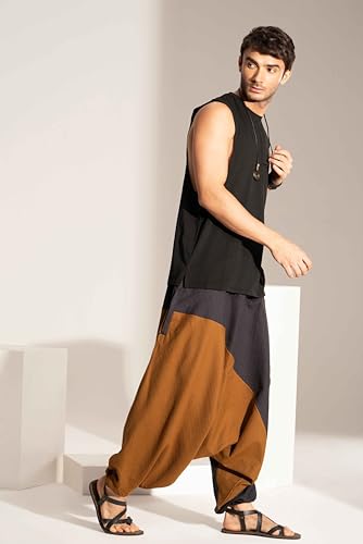 Image of The Veshti Company Stylish Harem Pants for Men's Cotton Hippie Style Baggy Oversized Yoga Pajama Pant