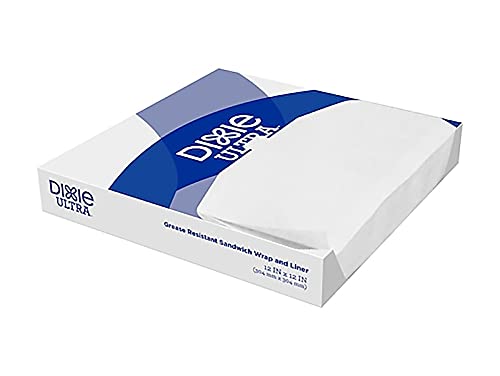 Dixie Ultra Grease Resistant Sandwich Wrap and Liner by GP PRO (Georgia-Pacific), White, GRC1212, 12"x12", 5000 Sheets Per Case, (5 packs of 1000 sheets)