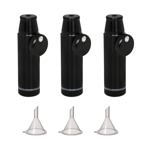 SPOPGUYS Dosificador de tabaco, 3 dosificadores de coque, dispensador de tabaco con 3 embudos pequeños, diseño de mango redondo (5,2 x 1,5 cm, negro)