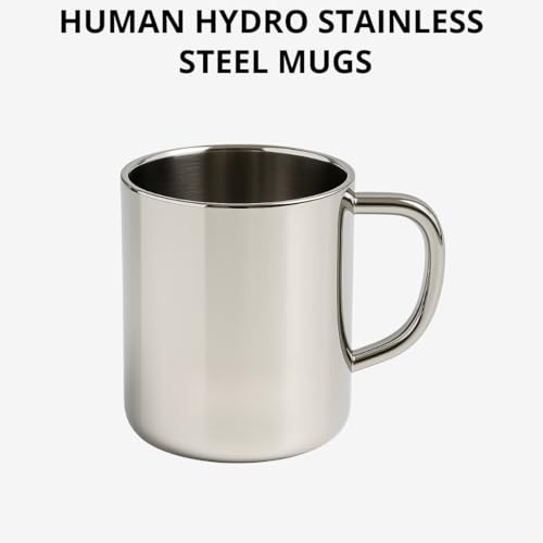 Image of Human Hydro Stainless Steel Double Walled Insulated Tea /Coffee Cup /Mug with Golden Logo, 180ml, (1 Piece)