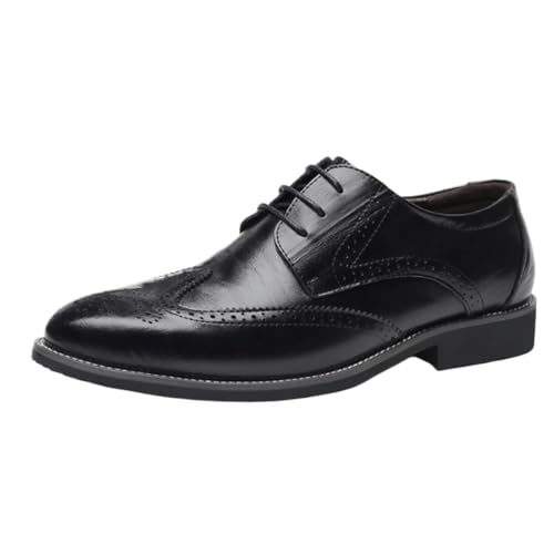Men's Breathable Lace-Up Leather Casual Dress Shoes Classic Versatile Formal Oxfords Comfortable Footwear for Everyday Wear