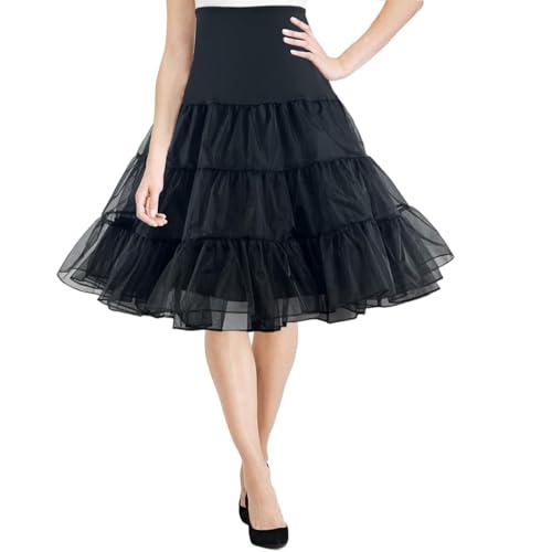 Hykiee 50er Jahre Frauen Retro Petticoat Unterrock, Vintage A-Linie Rockabilly Reifrock Tüllrock Kleider Damen für Geschwollen Hochzeit...