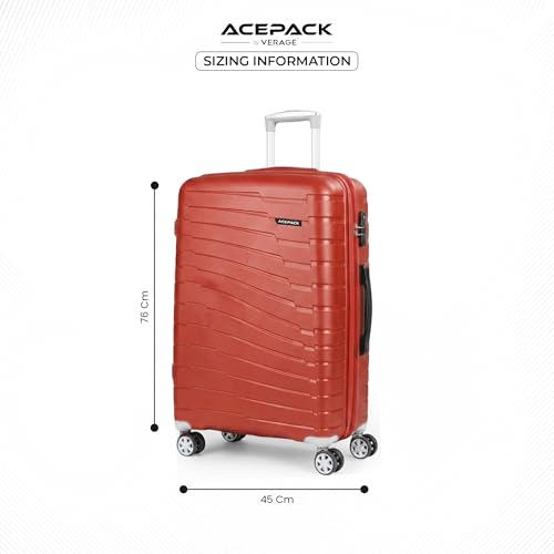 Image of ACEPACK by Verage - STARLINK Unbreakable Hard Side Polypropylene Luggage Medium Check in 74L |Lightweight Suitcase Set with 360 Silent Spinner Wheels, Number Lock, Telescopic Handle & 3 Year Warranty