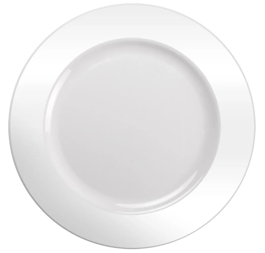 12 inch Pearl White Round Charger Plate - Elegant Decorative Dinner Charger, Weddings, Parties & Events - Premium Table Setting Accent for Dining & Catering - Reusable, Durable, Stylish Plate (10)