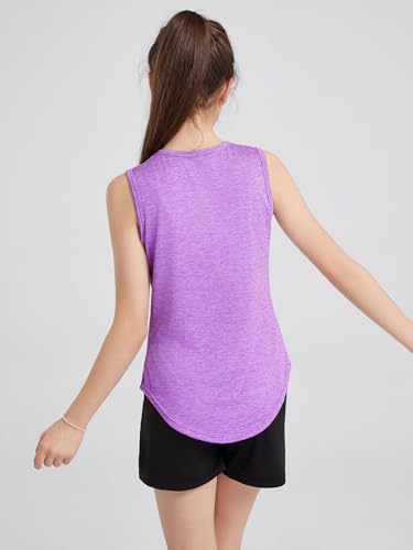 Image of 5 Pack Girls Athletic Tank Tops Active Dry Fit Kids Activewear Basic Sleeveless Dance Top for Yoga Sports