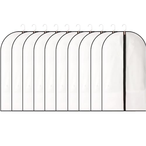 10 Pack garment bags for clothes foldable garment bag clothes covers with zip Washable for Suit Bag,Coats,Dresses,Shirts, Evening Dresses (Color : Black, Size : 60 * 100cm)