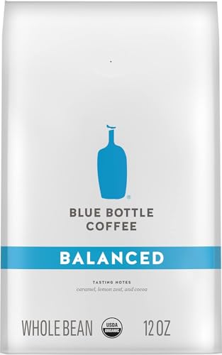 Image of Blue Bottle Whole Bean Organic Coffee, Balanced, Medium Roast, bag 12 Ounce (Pack of 6)