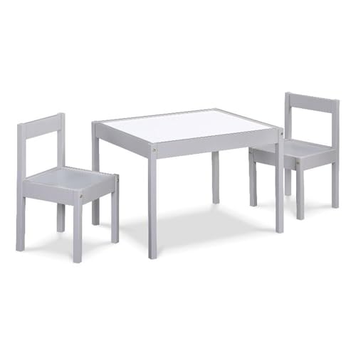 Olive & Opie Gibson 3-Piece Dry Erase Kids Table & Chair Set, Gray