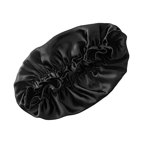 GALPADA 1pc Silk for Women Bonnet for Sleeping Warm Beanie Elastic Hat Hair Care Sleeping Cap Black