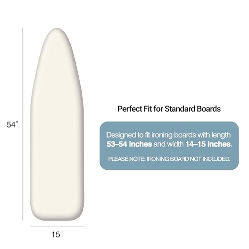 Image of Ironing Board Cover and Pad 15 inchx54 inch Extra Thick Natural Cotton, Scorch and Stain Resistant Padding,Standard Size Iron Board Cover with Fasteners Heavy Duty Elastic Edge, Beige