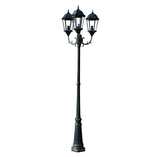 Tidyard Garden Light Post Bollard Victorian Outdoor Patio Path Lighting Post Lamp Lights,3-arms,230 cm Dark Green/Black Aluminium