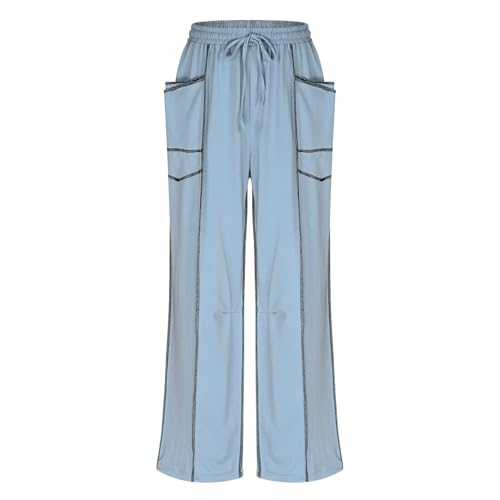 Wide Leg Sweatpants Women Baggy Barrel Sweatpants Y2k Drawstring High Waisted Athletic Track Pants with Pockets4