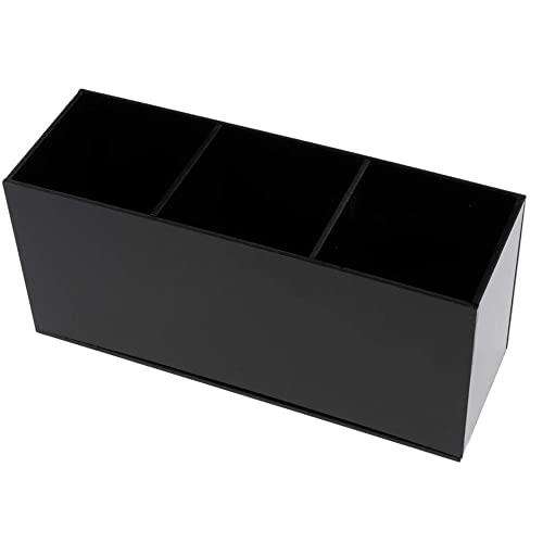 eKsdf Kosmetik Pinselhalter mit 3 Fächern Acryl Schminkpinsel Behälter Kosmetikpinsel Aufbewahrung Makeup Pinsel Organizer Becher für Pinsel Eyeliner Lippenstift Bürsten (Schwarz)
