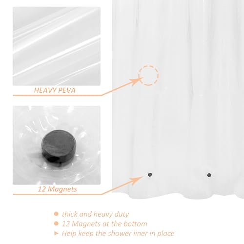 Image of Mrs Awesome Clawfoot Tub Shower Curtain or Liner with 12 Magnets - Free 36 Hooks Included, Waterproof PEVA, 180 inch x 70 inch, Clear