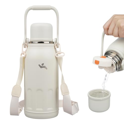 Image of Konokyo 40oz Thermos for Cold Drinks, Insulated Water Bottle, Beige