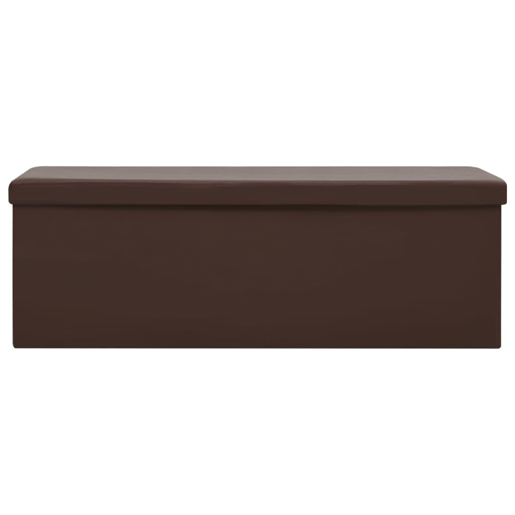 Panchina pieghevole con vano portaoggetti in MDF in finto lino, pieghevole, con vano portaoggetti in MDF in finto lino, pieghevole con PVC marrone