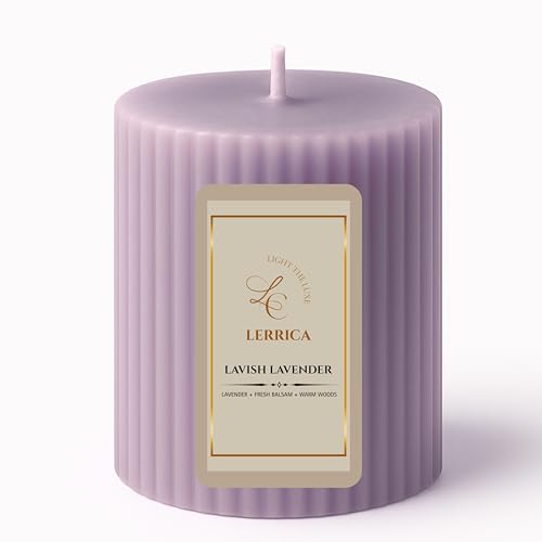 Lerrica Luxury Sculpted Fragrance Pillar Candle 250gm | Long Burning 50 Hours | Scented Pillar Candle for Home Décor, Aromatherapy, Relaxation & Gifting | Classic Pillars Collection (Lavish Lavender)