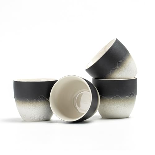 TEANAGOO Japanese Tea Cups, Chinese Tea Cup, 7.2Oz / 205 Ml, Japanese Tea Cup for Adults, Chinese Tea Cups no Handles, Japanese Cups, Asian Tea Cups Matcha Cup, Gradient Navy Black, 4 Pcs/Box, H24