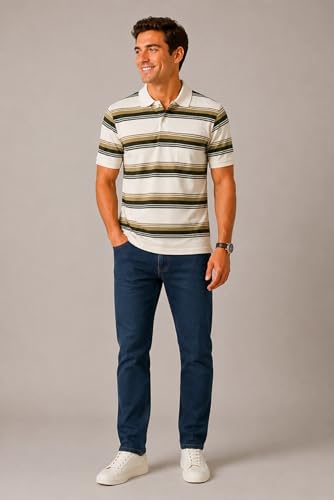 Image of SANE ORIGINALS Half Sleeve Polo T-Shirt for Men with Pocket || Stripe Collar and Pocket T-Shirt for Men Half Sleeves