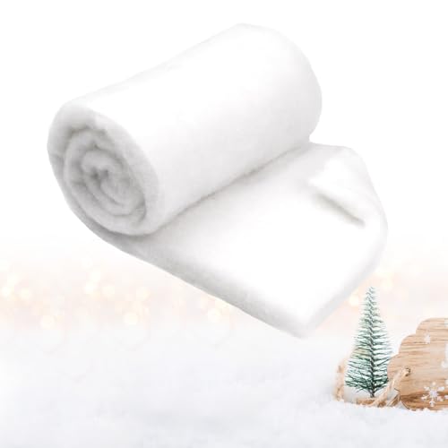 Xbessc Couverture de Neige de Noël, 80 x 240cm Moelleuse Tapis de Neige Artificielle Décorative, Épaissie Blanche Couverture Fausse Neige Décoration pour Décorations Murales de Village Noël