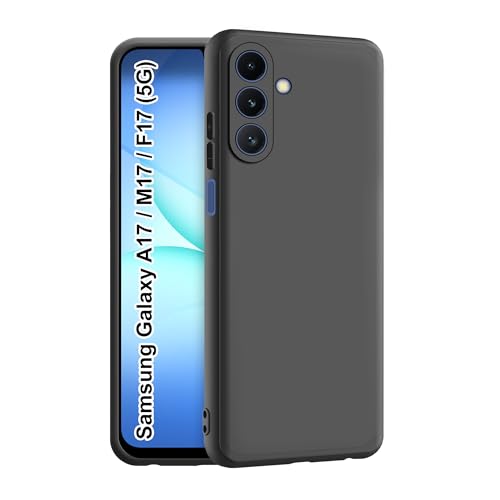 Image of CEDO Back Cover for Samsung Galaxy A17 / M17 / F17 (5G) | Camera Bump Protection & Inner Velvet Fabric Lining | Ultra Slim Matte Soft Rubberised Case Cover (Black)