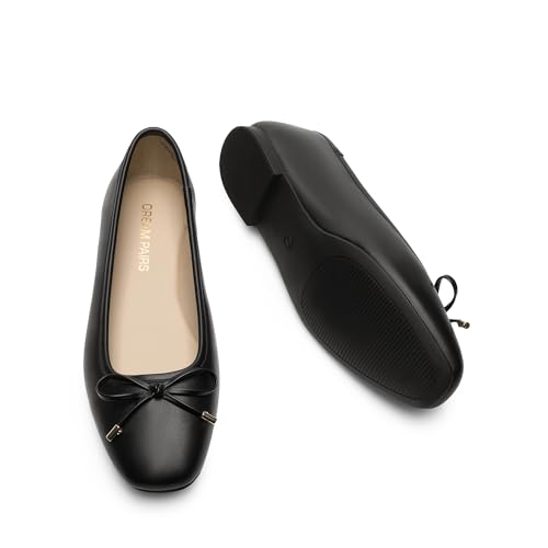 DREAM PAIRS Women's Flats Square Toe Ballet Flats Comfortable Casual Ballerina Flat Dress Shoes with Bow Suitable for Dressy Business Casual Work Office4