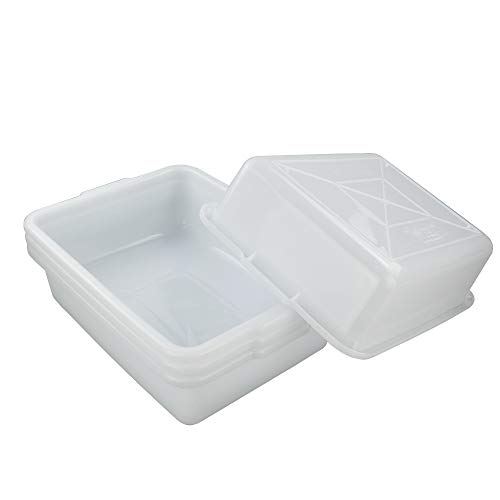 HOMMP 8 Quart White Small Bus Tub/Box, Small Rectangle Wash Basins, 4-Pack