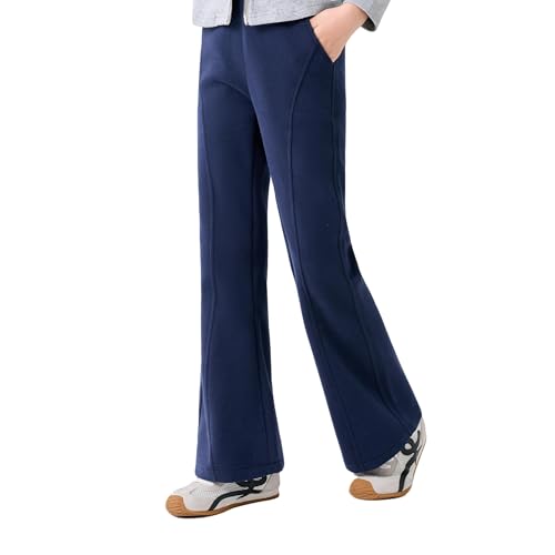 Hoseay Pantalon Jogging Évasé pour Filles, Taille Élastique Haute Doux Coton Pantalons de Sport avec Poches, Respirant Pantalon Survêtement Bootcut pour...