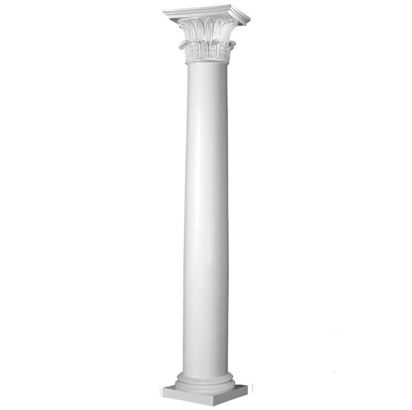 Tapered Smooth Column with Temple of Winds Capital & Attic Base (8" Bottom Shaft Diameter X 8 feet), Fiberglass