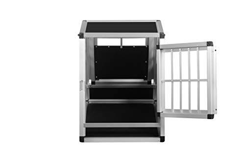 ALPUNA Transportbox N18 – Aluminium Hundebox 72×50×62 cm – Auto Hundebox mit Notausstieg, sicherer Hundetransport im Kofferraum