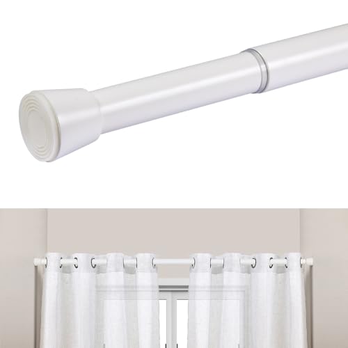 Tringle à rideau sans perçage télescopique en métal extensible 28 mm fixation par pression résistante pour rideaux placards et salle de bain STORESDECO...