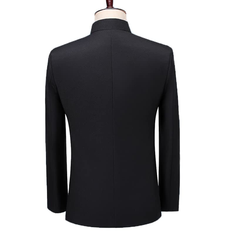 Mandarin Collar Men Tunic Suit Jacket Mens Red Wedding Coat Single Breasted Solid Color Stage Jacket3